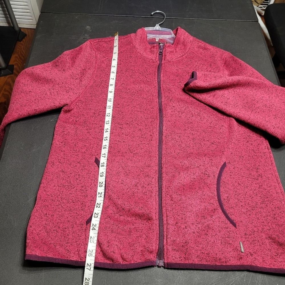 Eddie Bauer Dark Pink Full Zip Mock Neck Casual Fleece Jacket Women's Large - Picture 6 of 8